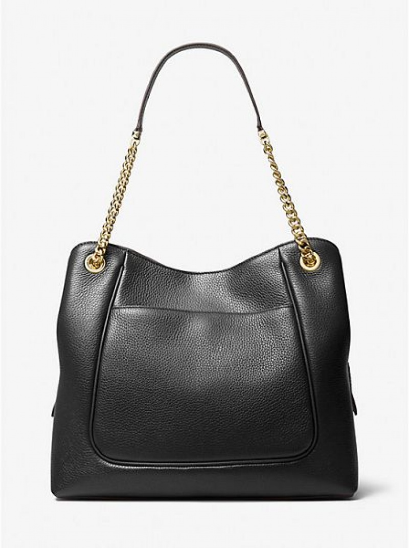 Bolsa De Hombro Michael Kors Piper Large Pebbled Cuero Mujer Negras | 862513-XFZ