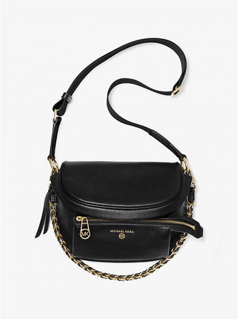 Bolsa De Hombro Michael Kors Slater Medium Pebbled Cuero Mujer Negras | 830214-BJI