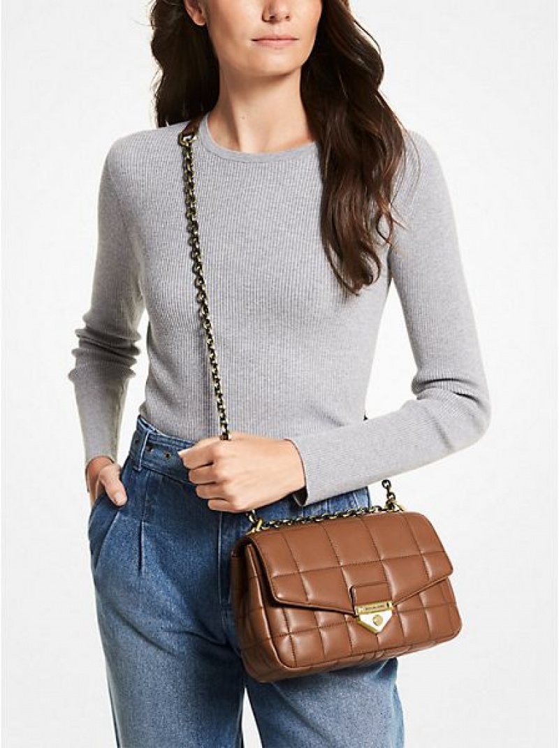 Bolsa De Hombro Michael Kors Soho Large Acolchado Cuero Mujer Marrones | 350269-MWV