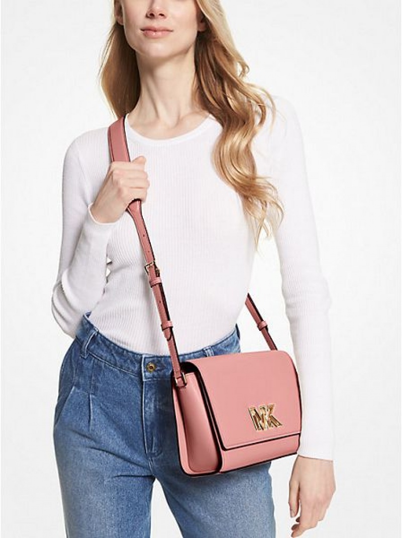 Bolsa De Mensajero Michael Kors Mimi Medium Cuero Mujer Rosas | 608729-ULJ