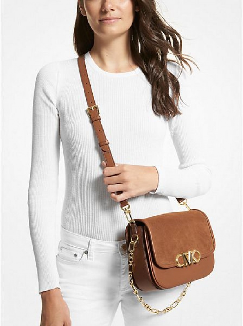 Bolsa De Mensajero Michael Kors Parker Medium Gamuza Mujer Marrones | 692715-YHV