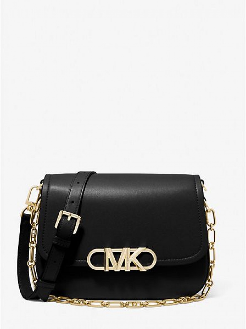 Bolsa De Mensajero Michael Kors Parker Medium Cuero Mujer Negras | 184730-ASJ