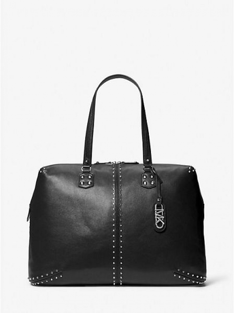 Bolsa Weekend Michael Kors Astor Extra-large Studded Cuero Mujer Negras | 253476-MBJ