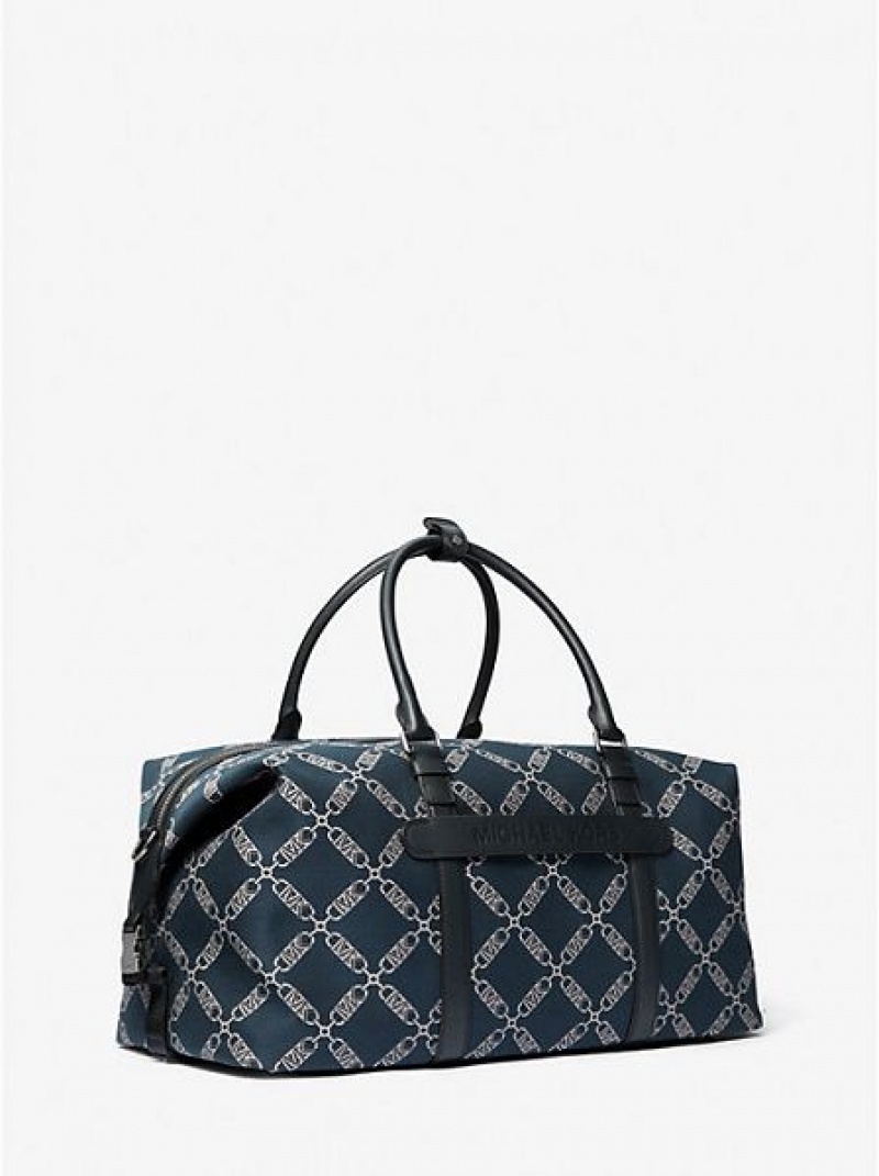 Bolso De Equipaje Michael Kors Varick Empire Logo Jacquard Mujer Azul Marino | 074635-AFR