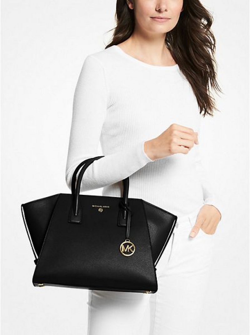 Bolso Satchel Michael Kors Avril Large Cuero Mujer Negras | 942078-IDZ