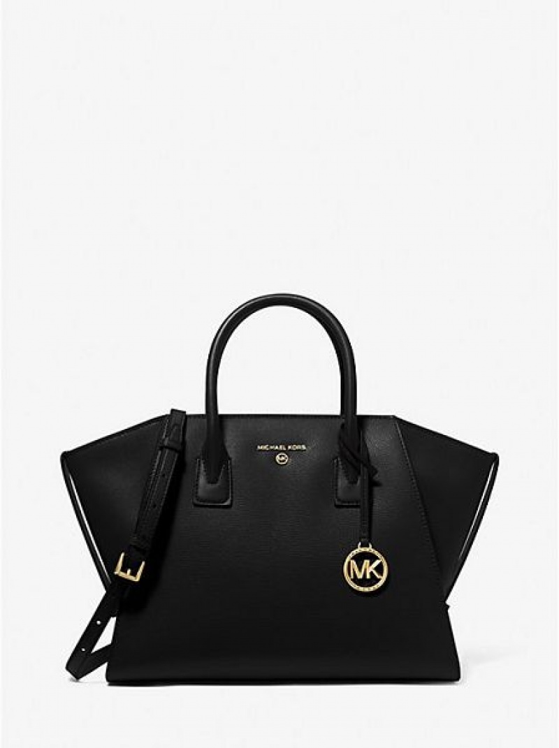 Bolso Satchel Michael Kors Avril Large Cuero Mujer Negras | 942078-IDZ