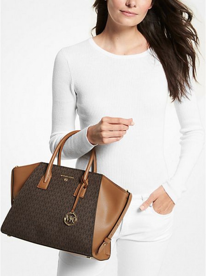 Bolso Satchel Michael Kors Avril Large Logo Mujer Marrones | 785629-CWI