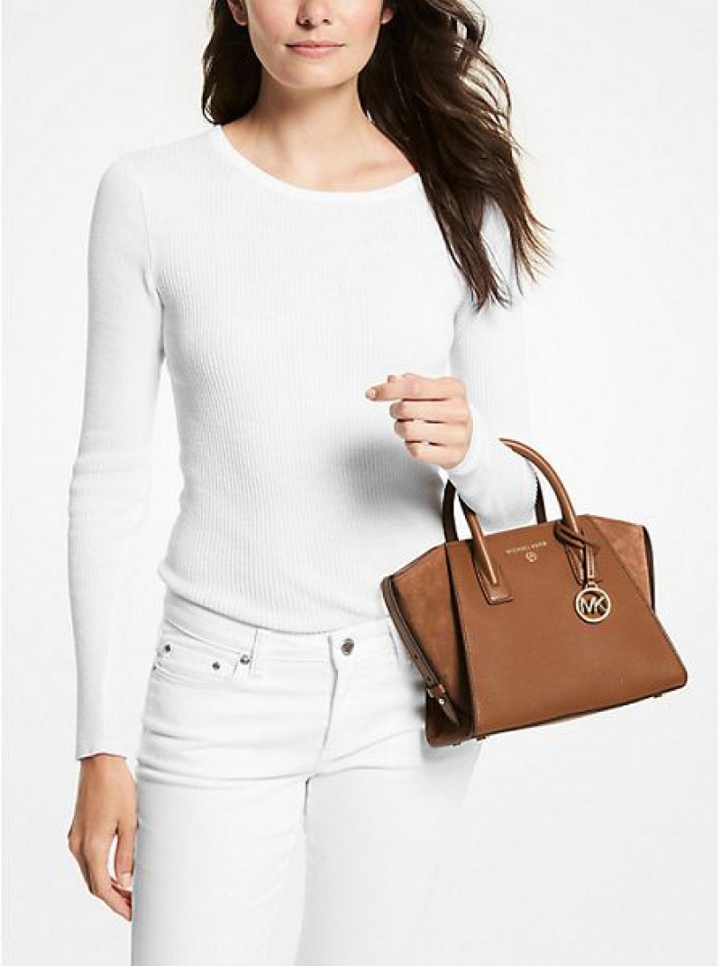 Bolso Satchel Michael Kors Avril Small Cuero Mujer Marrones | 480971-CMH