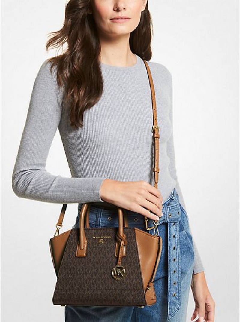 Bolso Satchel Michael Kors Avril Small Logo Mujer Marrones | 417382-LOC