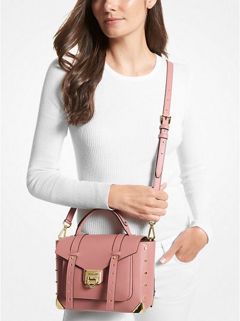 Bolso Satchel Michael Kors Manhattan Medium Cuero Mujer Rosas | 370152-MKP