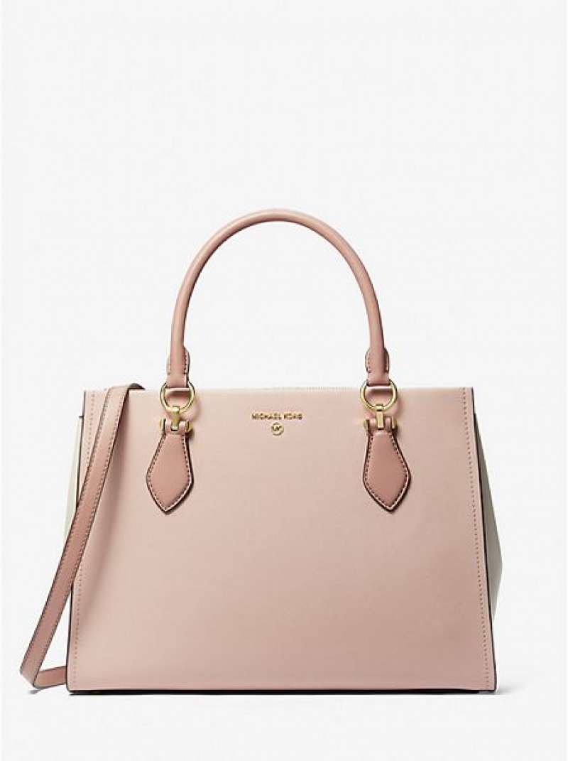 Bolso Satchel Michael Kors Marilyn Large Color-block Saffiano Cuero Mujer Rosas | 183045-IOE