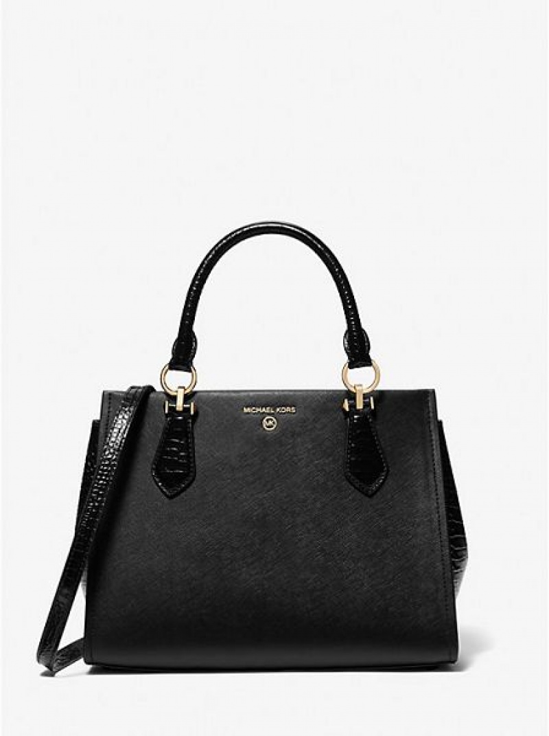 Bolso Satchel Michael Kors Marilyn Medium Saffiano Cuero Mujer Negras | 651409-LMS