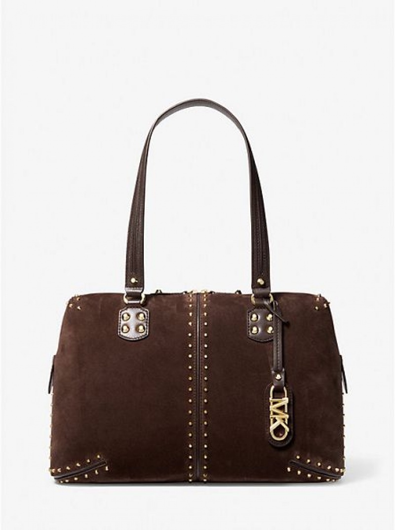 Bolso Tote Michael Kors Astor Large Studded Cuero Mujer Chocolate | 730469-MIU