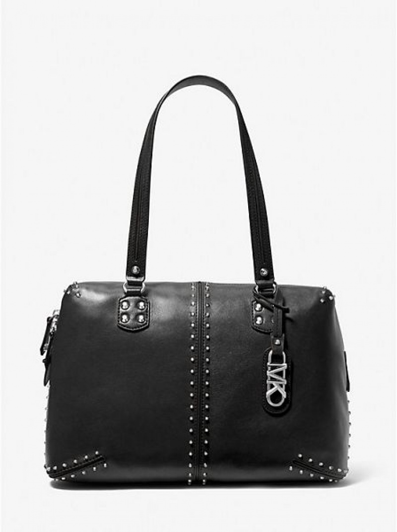 Bolso Tote Michael Kors Astor Large Studded Cuero Hombre Negras | 356420-XDN