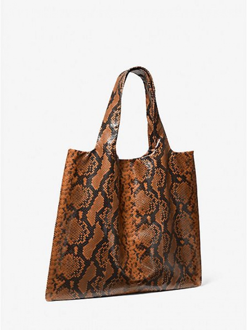 Bolso Tote Michael Kors Monogramme Python Embossed Cuero Mujer Marrones | 539768-WEX