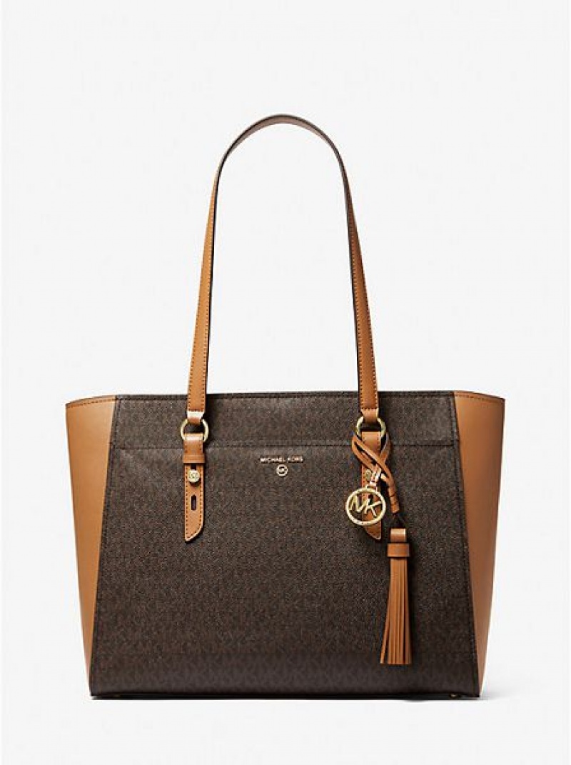 Bolso Tote Michael Kors Sullivan Large Logo And Cuero Mujer Marrones | 507428-JTG