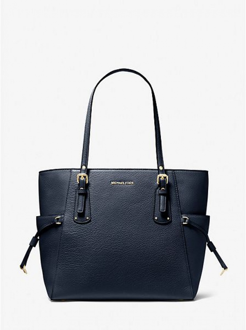 Bolso Tote Michael Kors Voyager Small Pebbled Cuero Mujer Azul Marino | 908512-FEX