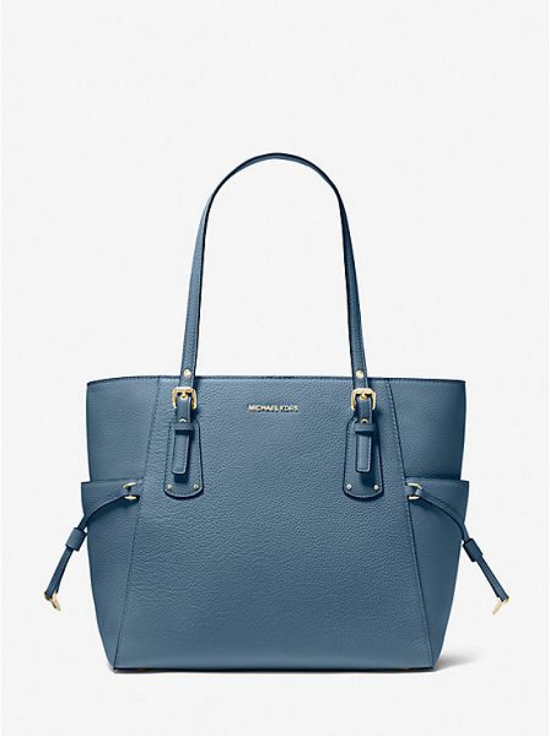 Bolso Tote Michael Kors Voyager Small Pebbled Cuero Mujer Azules | 476901-WXZ