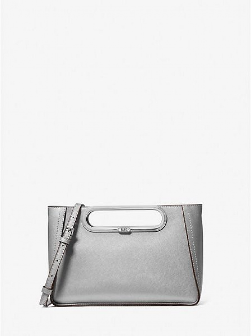 Bolsos Cruzados Michael Kors Chelsea Large Metallic Saffiano Cuero Convertible Mujer Plateadas | 513270-SUX