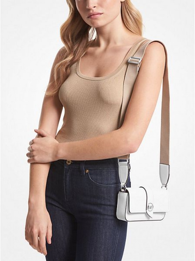 Bolsos Cruzados Michael Kors Greenwich Extra-small Saffiano Cuero Sling Mujer Blancas | 863125-ASY