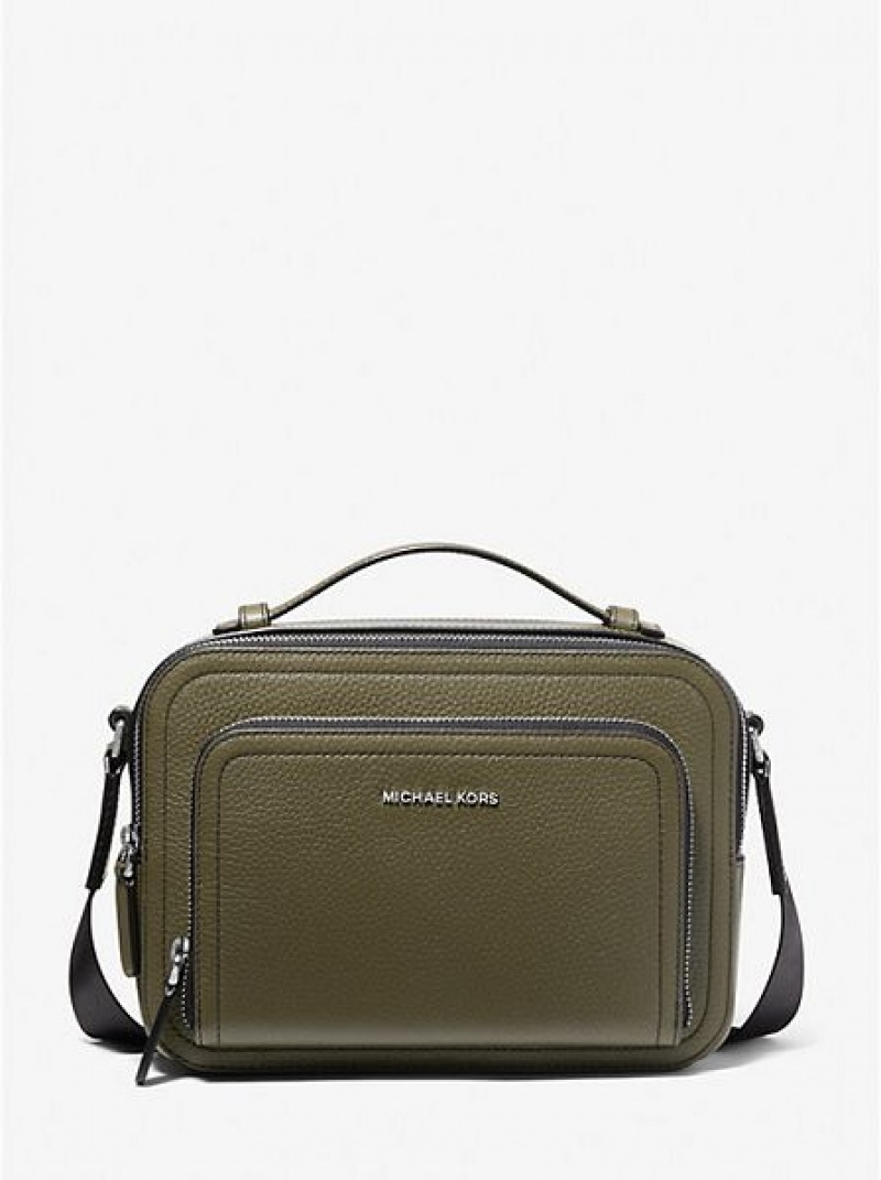 Bolsos Cruzados Michael Kors Hudson Pebbled Cuero Hombre Verde Oliva | 670421-DCV