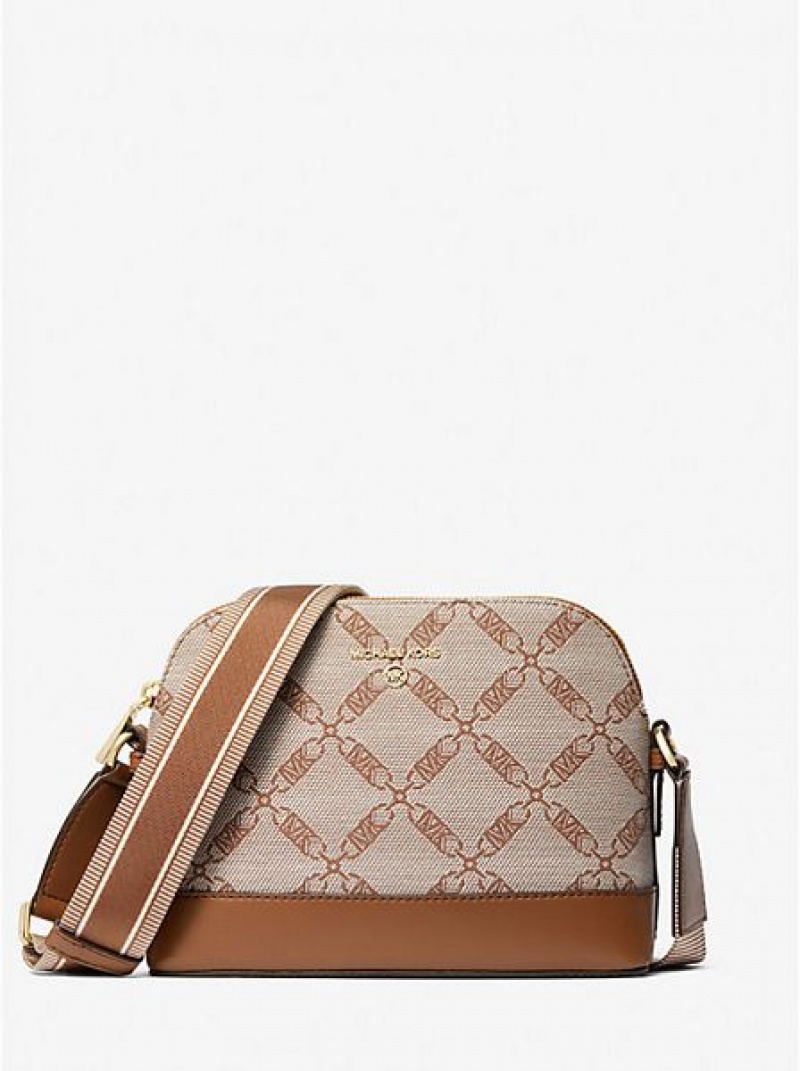 Bolsos Cruzados Michael Kors Jet Set Large Empire Logo Jacquard Dome Mujer Beige | 624157-YWT