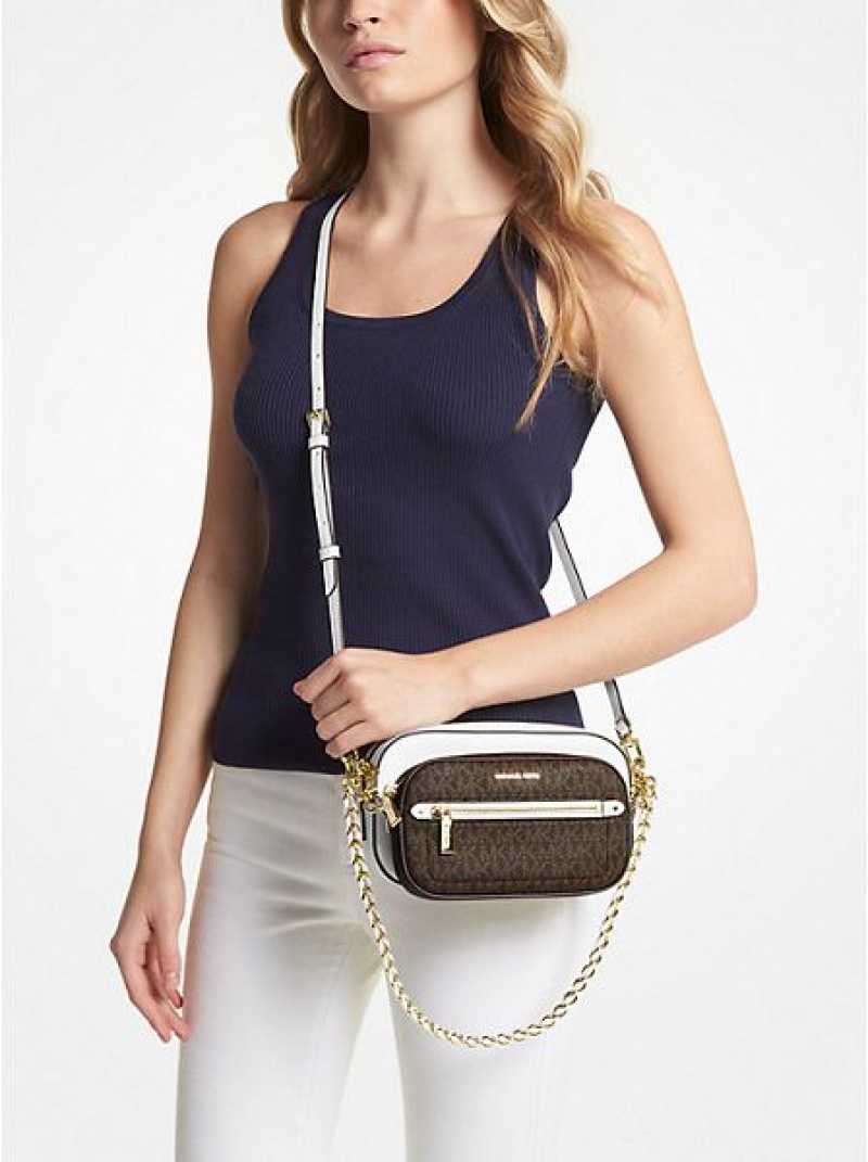 Bolsos Cruzados Michael Kors Jet Set Logo And Cuero 4-in-1 Mujer Blancas | 705849-CRA