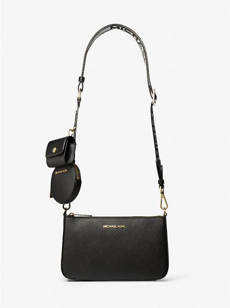 Bolsos Cruzados Michael Kors Jet Set Saffiano Cuero Mujer Negras | 809246-IAE