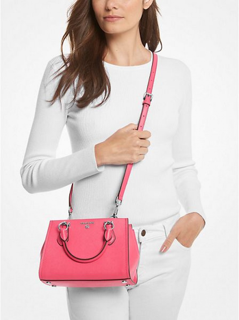 Bolsos Cruzados Michael Kors Marilyn Small Saffiano Cuero Mujer Rosas | 971653-HPD