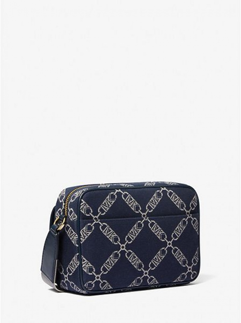 Bolsos Cruzados Michael Kors Parker Medium Empire Logo Jacquard Mujer Azul Marino Multicolor | 728360-TZU