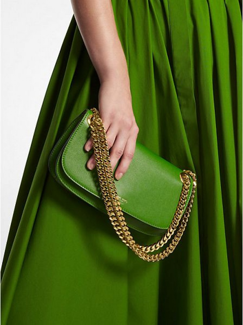 Bolsos Mini Michael Kors Christie Cuero Envelope Mujer Verde | 930251-MFD