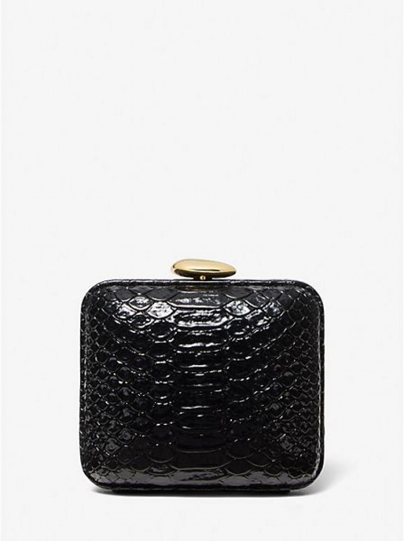 Bolsos Mini Michael Kors Tina Mini Python Embossed Cuero Mujer Negras | 173964-OAB