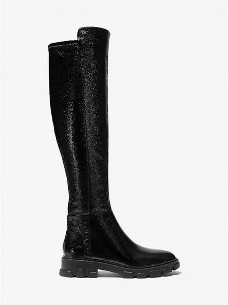 Botas Cuero Michael Kors Crackled Faux Charol Mujer Negras | 356078-CUN