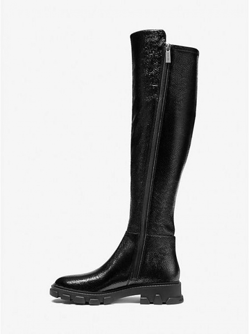 Botas Cuero Michael Kors Crackled Faux Charol Mujer Negras | 356078-CUN