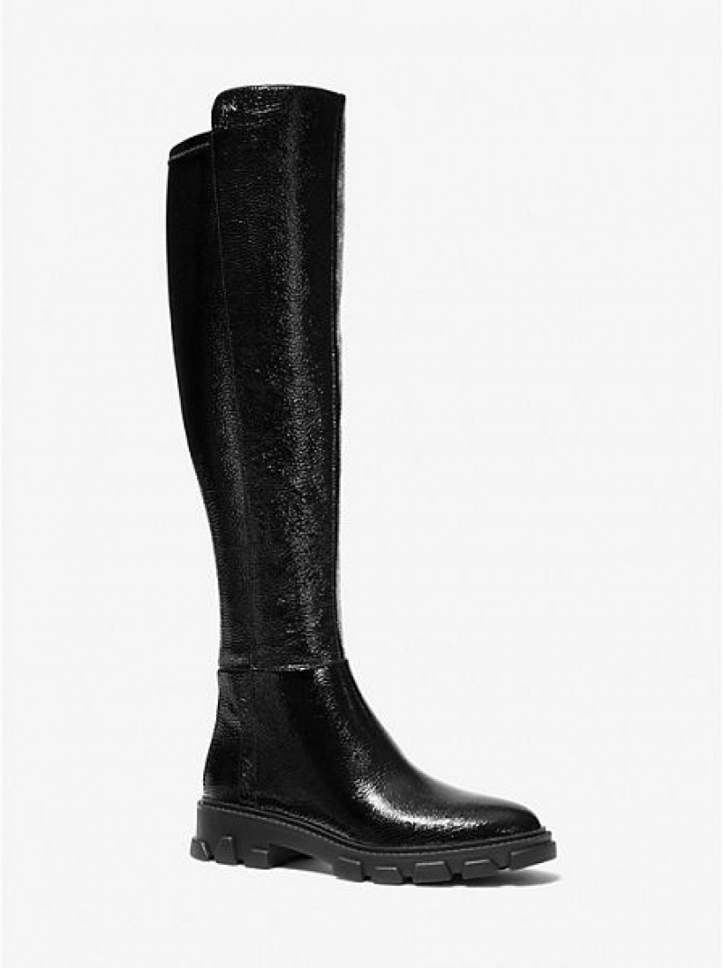 Botas Cuero Michael Kors Crackled Faux Charol Mujer Negras | 356078-CUN