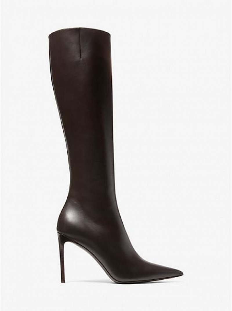 Botas Cuero Michael Kors Tatjana Mujer Chocolate | 627358-NWA