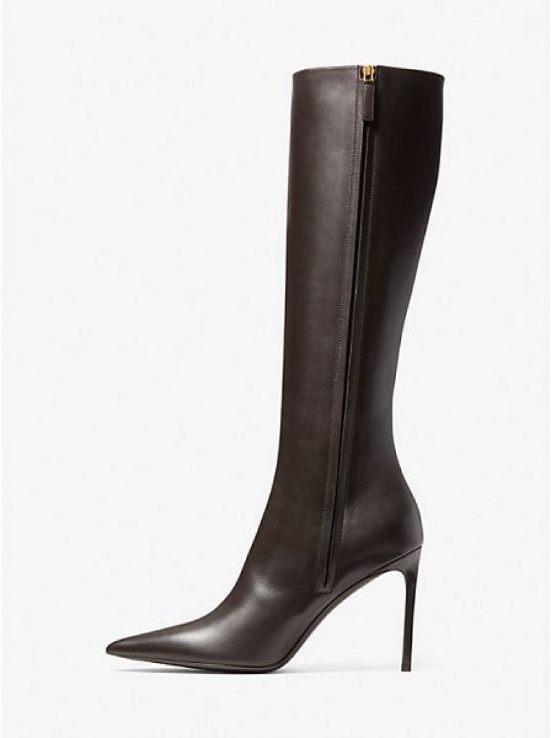 Botas Cuero Michael Kors Tatjana Mujer Chocolate | 627358-NWA