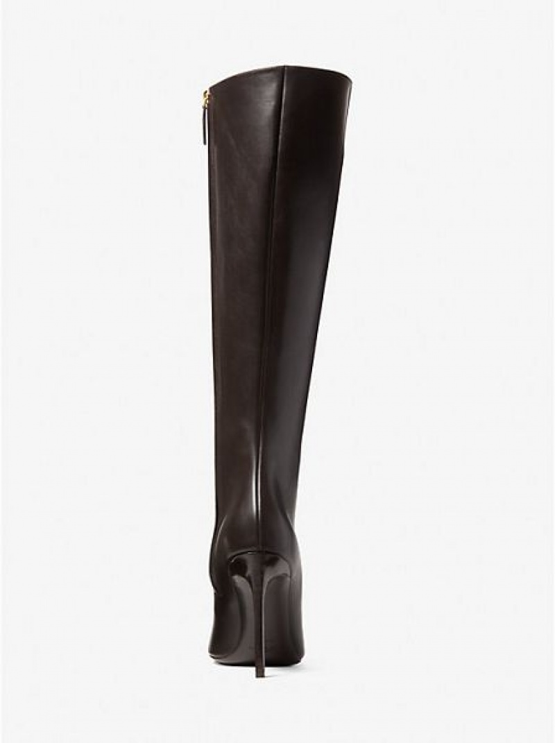 Botas Cuero Michael Kors Tatjana Mujer Chocolate | 627358-NWA