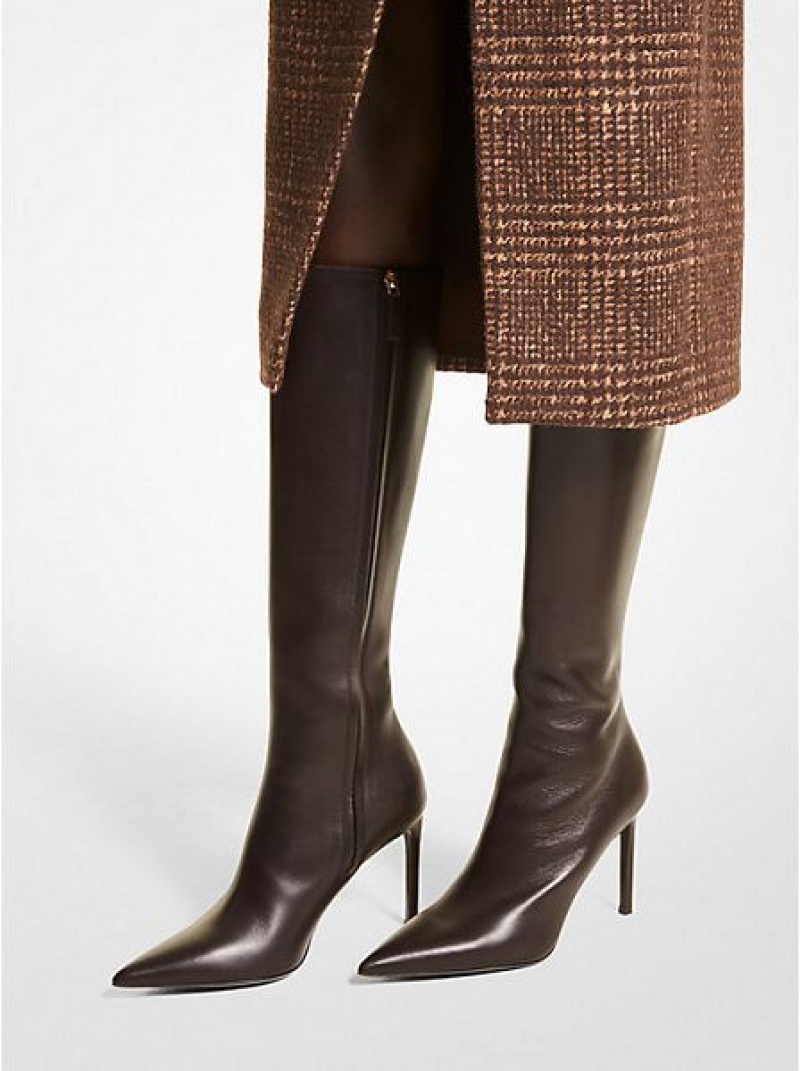 Botas Cuero Michael Kors Tatjana Mujer Chocolate | 627358-NWA