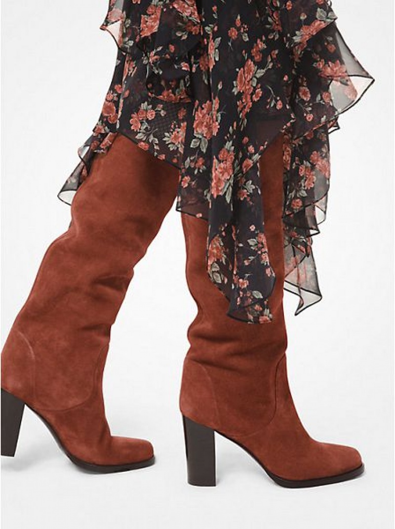 Botas De Ante Michael Kors Lucienne Mujer Marrones | 419653-AOW