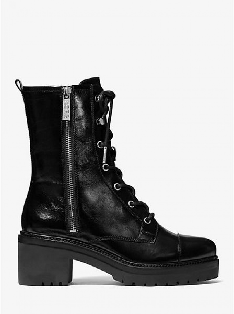 Botas de combate Michael Kors Anaka Crinkled Cuero Mujer Negras | 432695-VSN