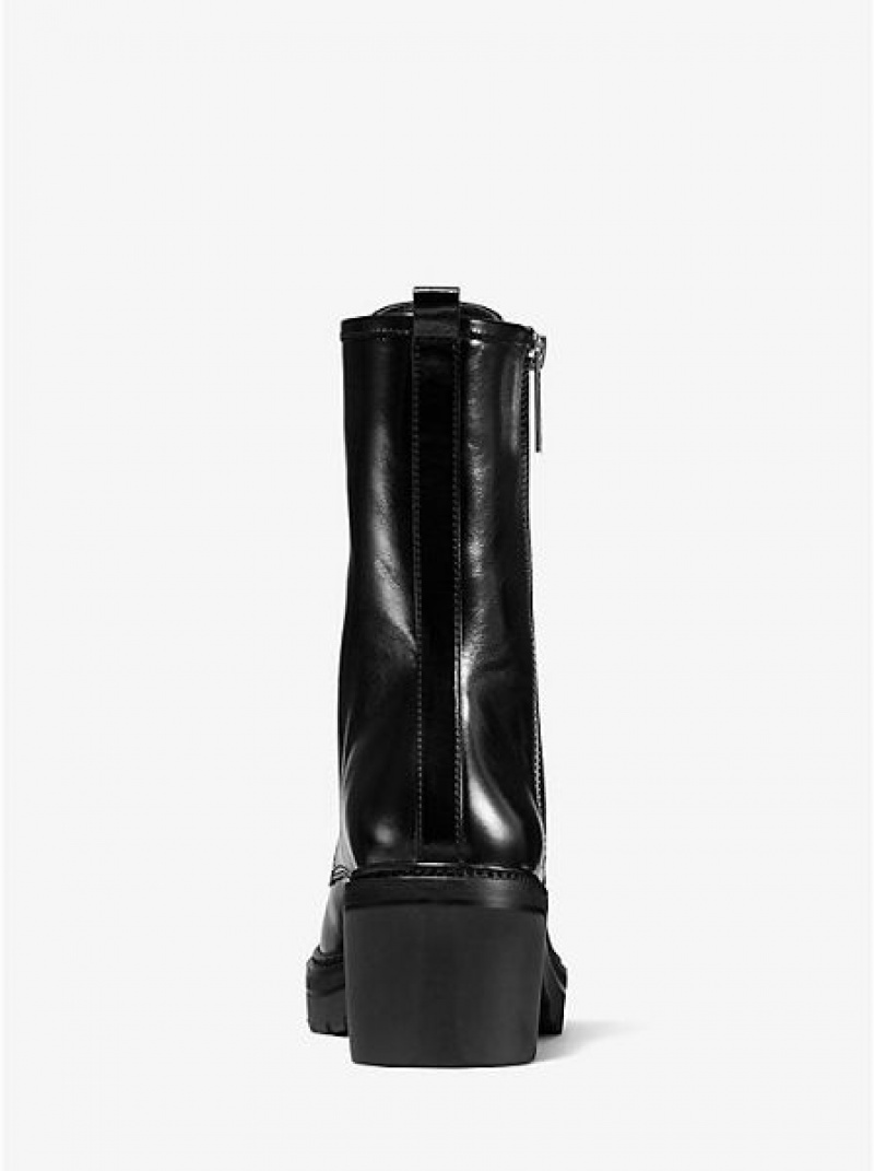 Botas de combate Michael Kors Anaka Crinkled Cuero Mujer Negras | 432695-VSN