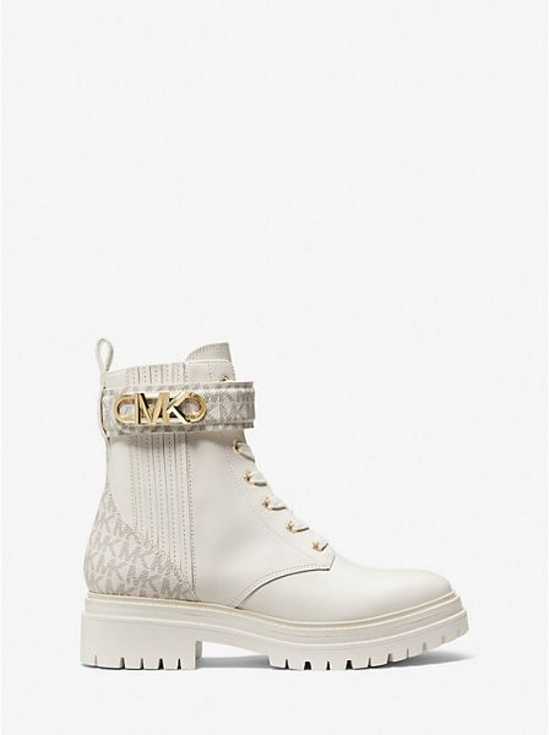 Botas de combate Michael Kors Parker Cuero Mujer Creme | 294736-NZC