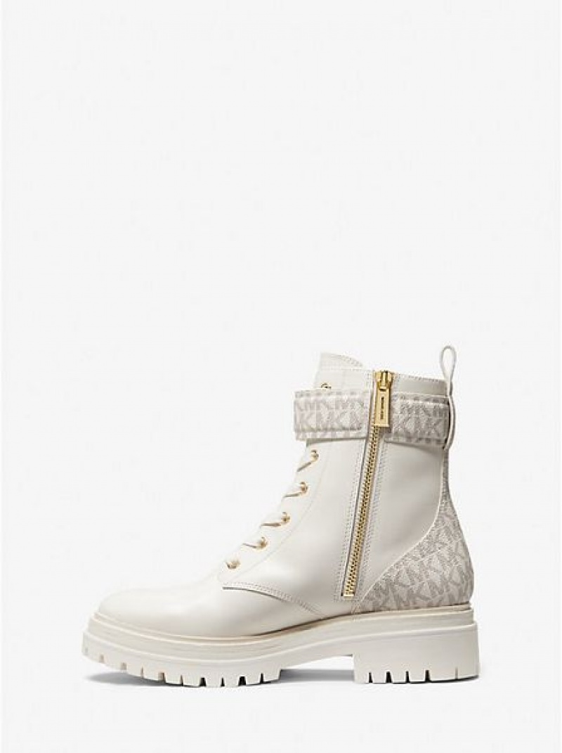 Botas de combate Michael Kors Parker Cuero Mujer Creme | 294736-NZC