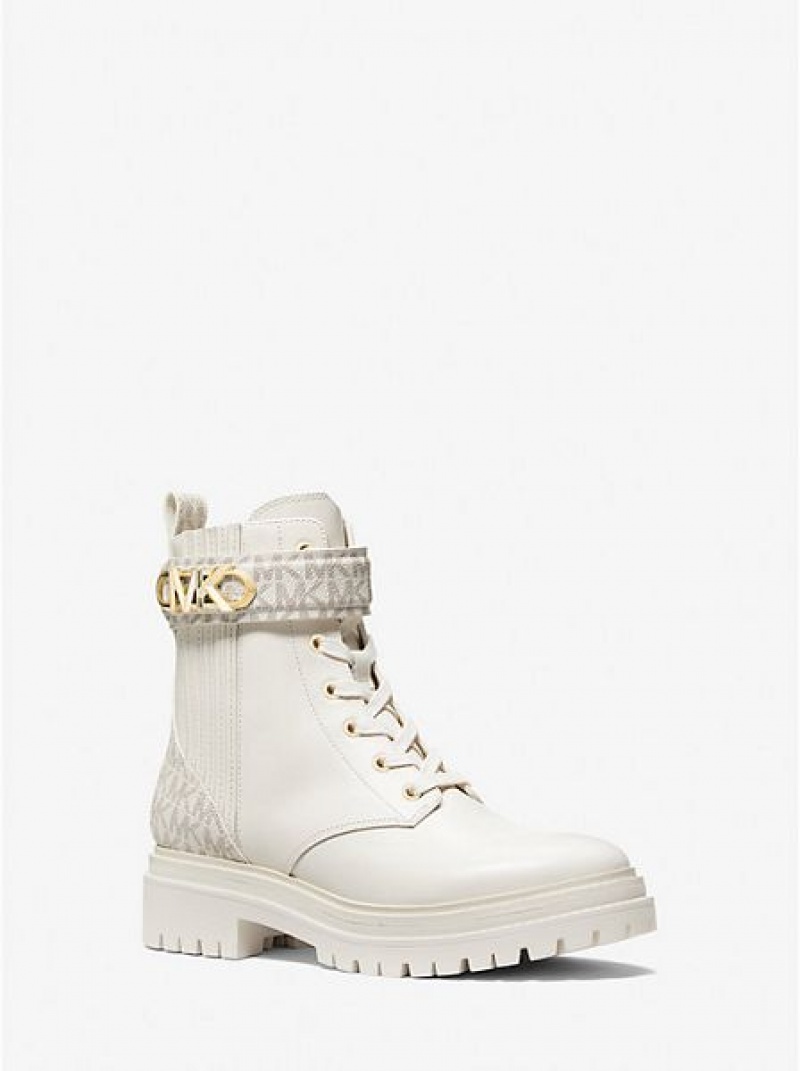 Botas de combate Michael Kors Parker Cuero Mujer Creme | 294736-NZC