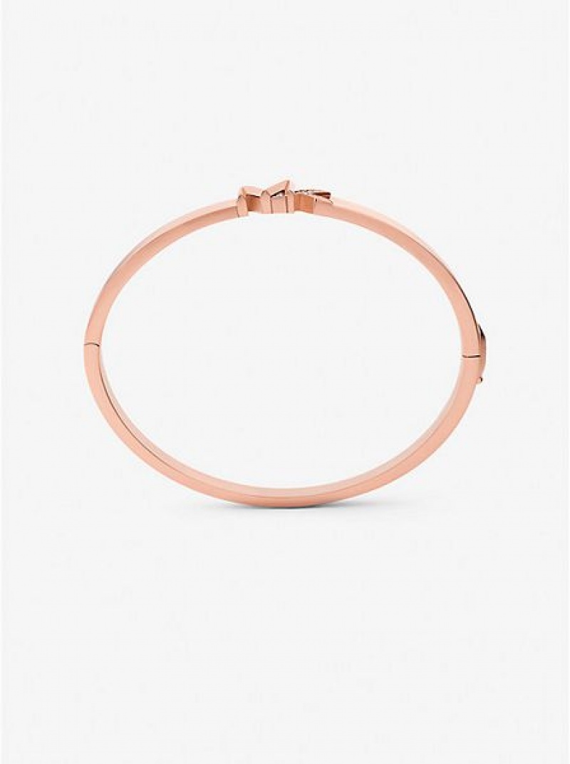 Brazaletes Michael Kors 14k Rose Gold-plated Brass Pave Logo Mujer Rosas Doradas | 291750-WDV