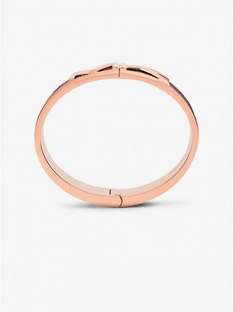 Brazaletes Michael Kors Mott Rose Gold-tone Logo Mujer Burdeos | 143028-WAZ