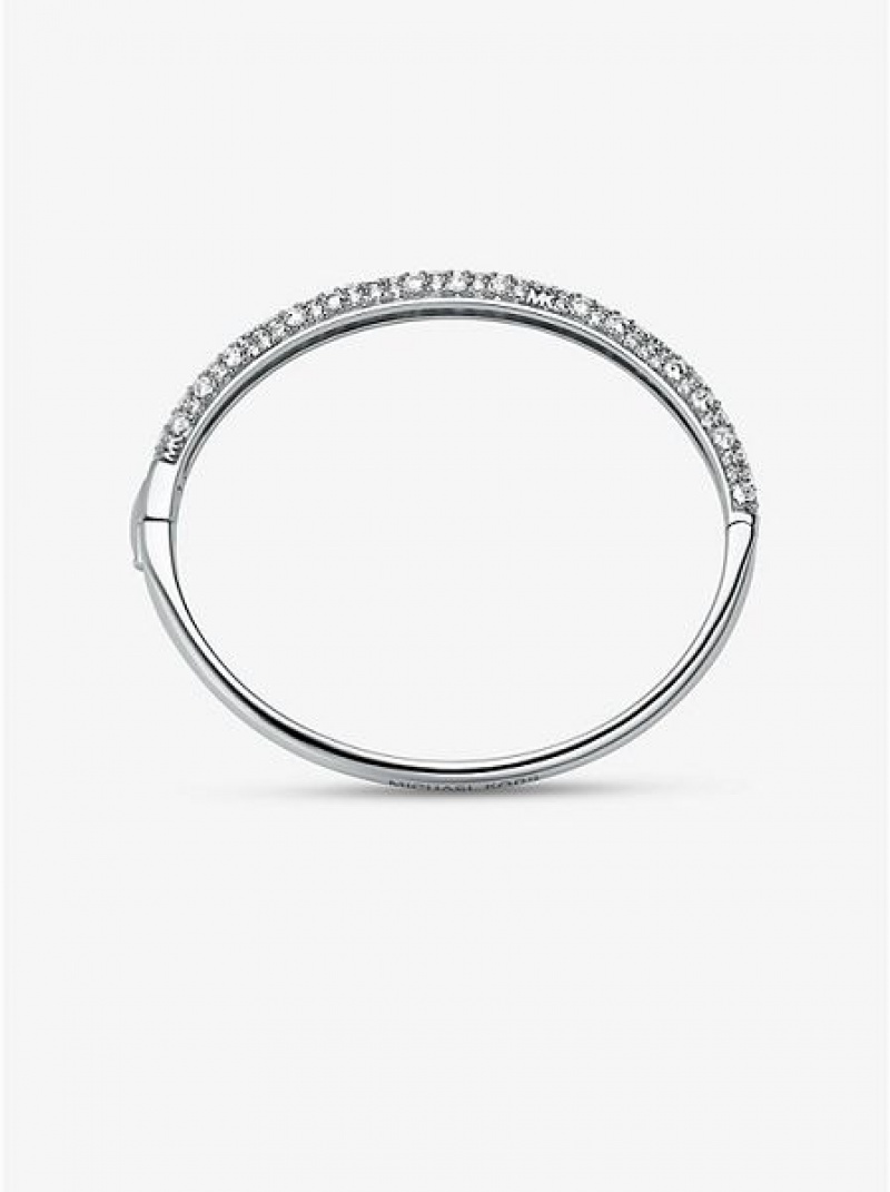 Brazaletes Michael Kors Precious Metal-plated Sterling Silver Pave Mujer Plateadas | 260453-WDA