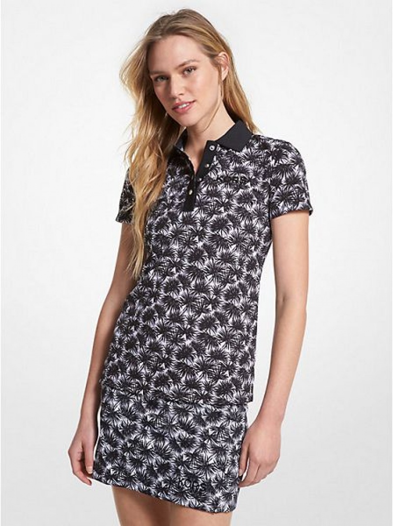 Camisa Polo Michael Kors Golf Printed Pique Mujer Blancas Negras | 687391-OAQ