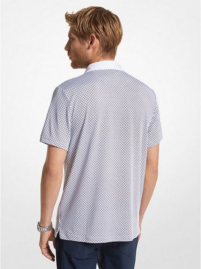 Camisa Polo Michael Kors Golf Printed Stretch Jersey Hombre Blancas | 523407-ALU